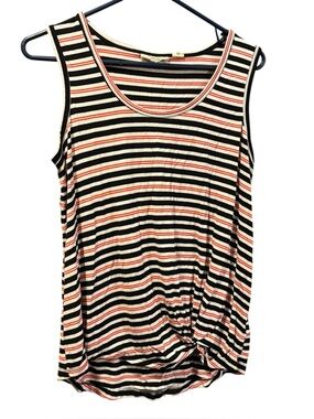 Christian Siriano NY red white & black striped knot front tank Medium
